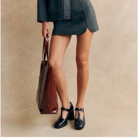 Sezane Monique High Mary Janes Glossy Black - Size 37 (US 6.5) - Picture 2 of 5